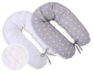 Pregnancy pillow- double-sided-Simple grey stars